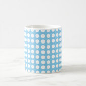 Wit op Baby Blauw Medium Size Horiz. Polka Dots Koffiemok (Center)