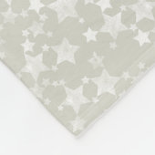 Wit op Beige | Lino Print Stars Patroon Fleece Deken (Hoek)
