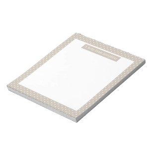 Wit Op Beige Stippenpatroon Aangepaste Tekst Notitieblok