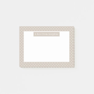 Wit Op Beige Stippenpatroon Aangepaste Tekst Post-it® Notes