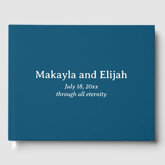 Wit op blauw minimalistische bruiloft gastenboek (Voorkant)