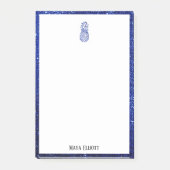 Wit op Blauwe Faux Glitter Ananas & Rand Post-it® Notes (Voorkant)