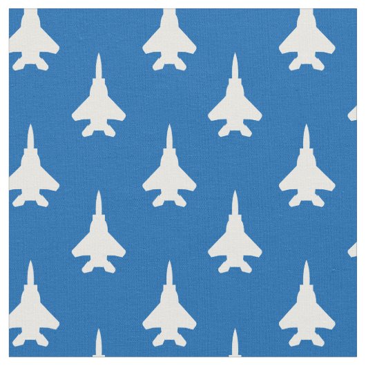 Wit op Blue Strike Eagle Fighter Jet Pattern Stof (Close Up)