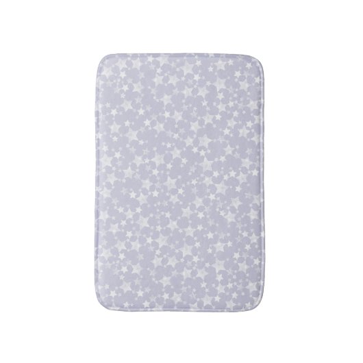 Wit op Dusty Paarse | Lino Print Stars Patroon Badmat (Voorkant Verticaal)