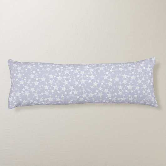 Wit op Dusty Paarse | Lino Print Stars Patroon Lichaamskussen (Achterkant)