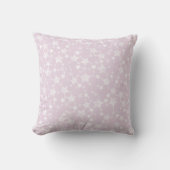 Wit op Dusty Pink | Lino Print Stars Patroon Kussen (Voorkant)