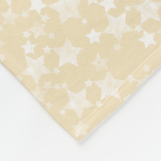 Wit op Geel | Lino Print Stars Patroon Fleece Deken (Hoek)