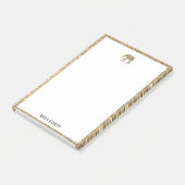 Wit op Gouden Faux Glitter Olifant & Rand, Naam Post-it® Notes (Schuin)