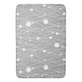 Wit op grijs Modern Swirly Lines & Stippen Badmat (Voorkant Verticaal)