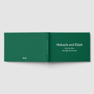 Wit op groen minimalistisch bruiloft gastenboek