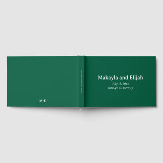 Wit op groen minimalistisch bruiloft gastenboek