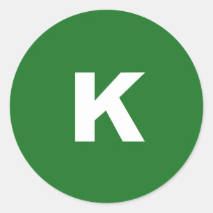 Wit op Groen Minimalistisch Monogram Ronde Sticker