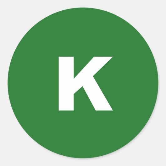 Wit op Groen Minimalistisch Monogram Ronde Sticker (Voorkant)