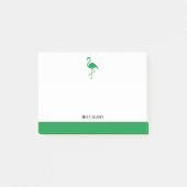 Wit op Heldergroene Flamingo & Rand met Naam Post-it® Notes (Voorkant)