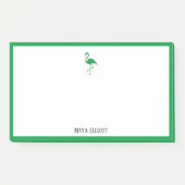 Wit op Heldergroene Flamingo & Rand w / Naam Post-it® Notes (Voorkant)