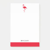 Wit op Helderrode Flamingo & Rand w / Naam Post-it® Notes (Voorkant)