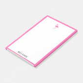 Wit op Helderroze Flamingo & Grens met Naam Post-it® Notes (Schuin)