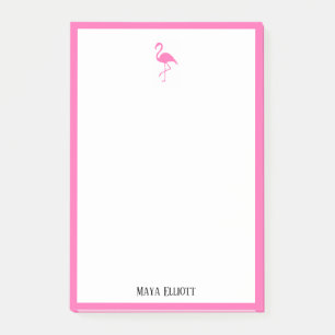 Wit op Helderroze Flamingo & Grens met Naam Post-it® Notes