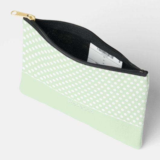 Wit op Jade Green Polka Dot Patroon met Naam Etui (Open)