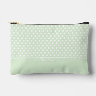 Wit op Jade Green Polka Dot Patroon met Naam Etui