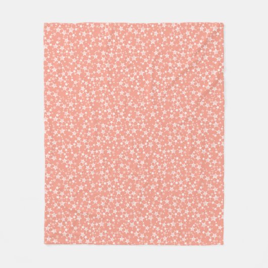 Wit op koraal | Lino Print Stars Patroon Fleece Deken (Voorkant)