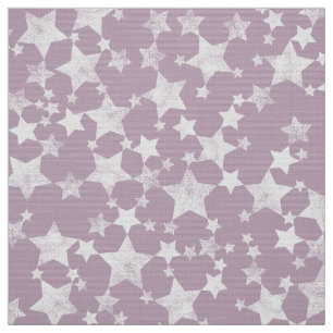 Wit op Mauve Lino Print Stars Patroon Stof