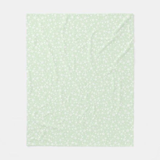Wit op Mint Green | Lino Print Stars Patroon Fleece Deken (Voorkant)