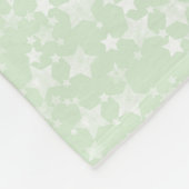 Wit op Mint Green | Lino Print Stars Patroon Fleece Deken (Hoek)