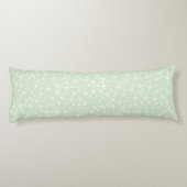 Wit op Mint Green | Lino Print Stars Patroon Lichaamskussen (Achterkant)