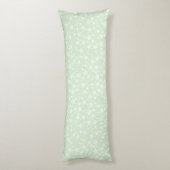 Wit op Mint Green | Lino Print Stars Patroon Lichaamskussen (Achterkant (Verticaal))