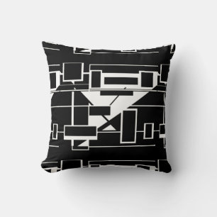 Wit op Navy Black Geometrische Abstract Labyrint Kussen