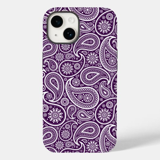 Wit op Paarse retro paisley patroon Case-Mate iPhone Case (Achterkant)