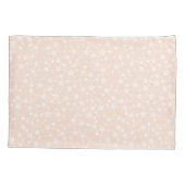 Wit op perzik/abrikoos | Lino Print Stars Patroon Kussensloop (Achterkant-Links)