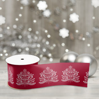 Wit op Rode Scandinavische Nordic Christmas Tree Lint