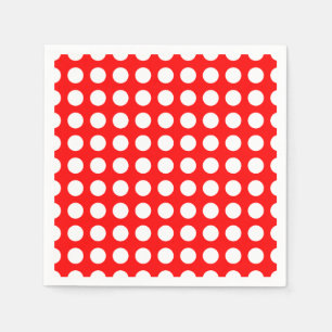 Wit op Rood Groot Horizontaal Polka Dots Papier Servet
