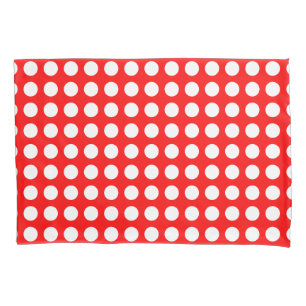 Wit op Rood Grote Grootte Horizontale Polka Dots Kussensloop