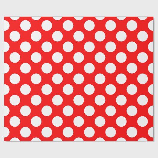 Wit op Rood Grote Grootte Polka Dots Cadeaupapier (Vlak)