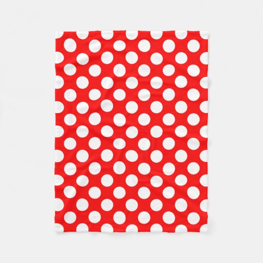 Wit op Rood Grote Grootte Polka Dots Fleece Deken (Voorkant)
