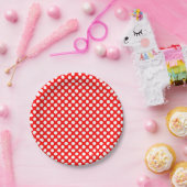 Wit op rood Medium Size Polka Dots Papieren Bordje (Feest)