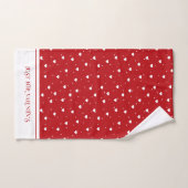 Wit op rood Valentijns hartenpatroon Bad Handdoek (Handdoek)