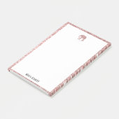 Wit op Roos Gouden Faux Glitter Olifant & Rand Post-it® Notes (Schuin)