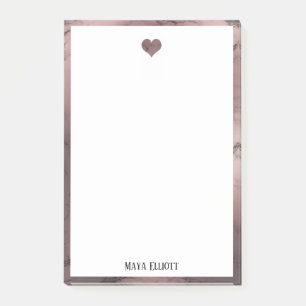 Wit op Roos Gouden Marmer, Hart & Rand, Naam Post-it® Notes