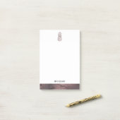 Wit op Roos Gouden Marmeren Ananas & Rand, Naam Post-it® Notes (Op bureau)