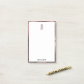 Wit op Roos Gouden Marmeren Ananas & Rand, Naam Post-it® Notes (Op bureau)