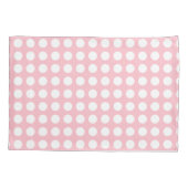 Wit op Roze Grote Grootte Horizontale Polka Dots Kussensloop (Achterkant)