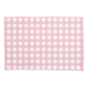 Wit op Roze Grote Grootte Horizontale Polka Dots Kussensloop