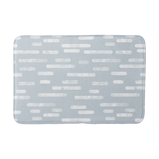 Wit op stoffige blauwe afgeronde lijnen patroon badmat (Voorkant)