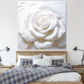 Wit op wit - gebeeldhouwd Roos Canvas Afdruk (Insitu (Slaapkamer))