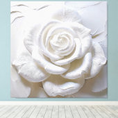 Wit op wit - gebeeldhouwd Roos Canvas Afdruk (Insitu (Houten vloer))