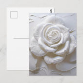 Wit op Wit - gebeeldhouwde roos Briefkaart (Voorkant / Achterkant)